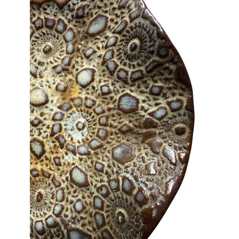 Pottery Trinket Tray Jewelry Holder Home Decor Art Hand thrown 4 Star Stamps SMC